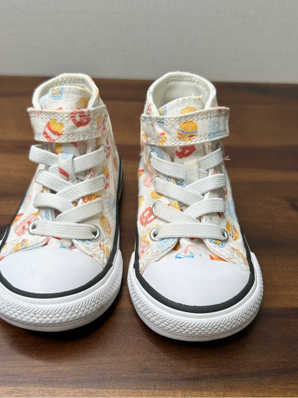 Converse Kids High-Top Sneakers in White with Food Print